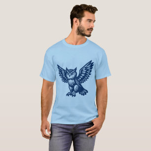 Alighting Owl - Shibori Blue T-Shirt