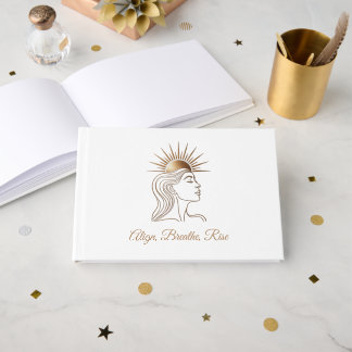 Align. Breathe. Rise. – Luxury Gold Sun Affirmatio Guest Book