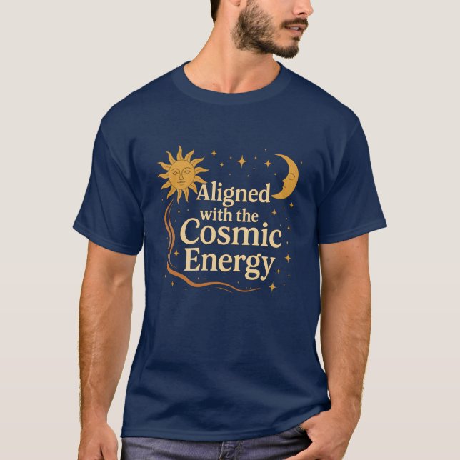 Aligned with the Cosmic Energy Boho Celestial T-Shirt (Front)