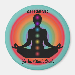 "Aligning Body Mind Soul" Chakra Meditation & Yoga Magnet