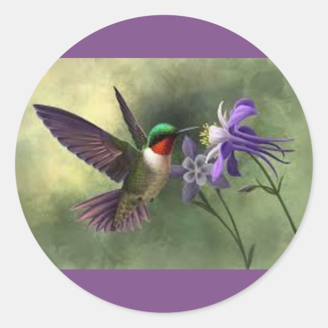 Alimentation de colibris sur un autocollant à fleu (Devant)