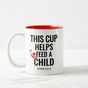 Alimentez une tasse d'écriture sainte d'enfant