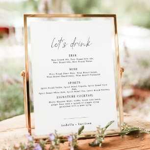ALINA Minimalist Elegant Let's Drink Bar Menu Post Poster