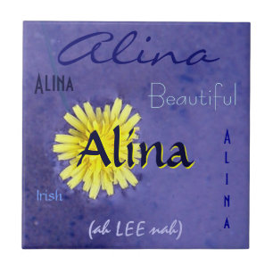 Alina Name and Irish Meaning with Yellow Flower Tile