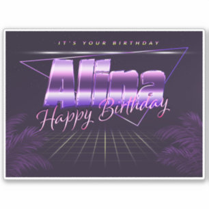Alina Name First name lila retro Sticker Birthday