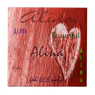 Alina Name Irish Meaning with Red Heart Tile