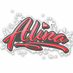 Alina red Heart Graffiti Autocollants