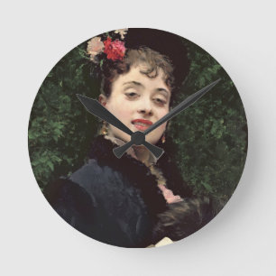 Aline Masson, the Artist's Model (oil on panel) Round Clock