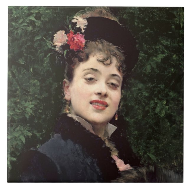 Aline Masson, the Artist's Model (oil on panel) Tile (Front)