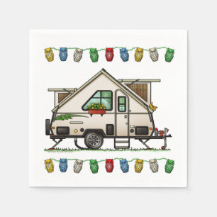 Aliner Pop Up RV happy camper art Napkin