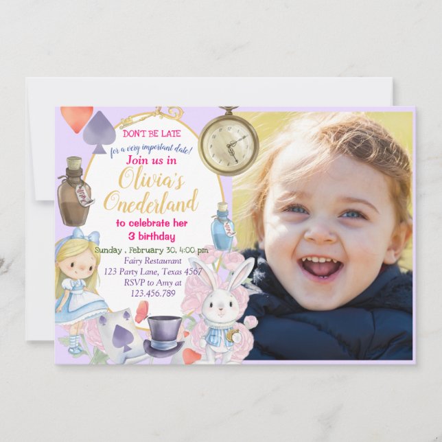 Alisa in Onederland Invitation (Front)