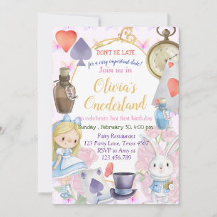 Alisa in Onederland Invitation
