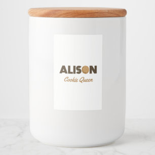 Alison cookie queen food label