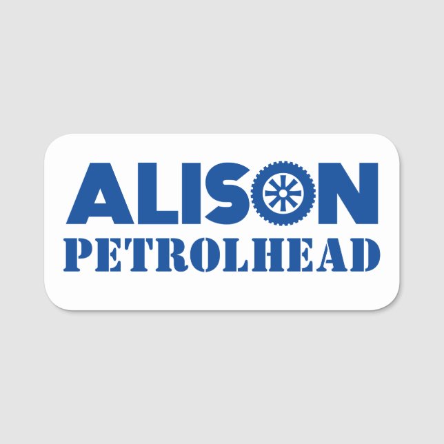 Alison Petrol Head Name Tag (Front)