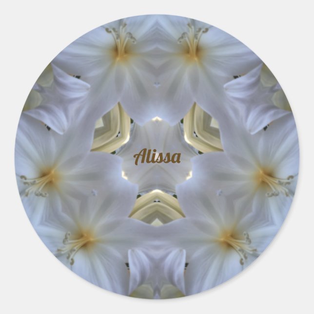ALISSA ~ EASTER LILY WHITE RELIGIOUS ~  CLASSIC ROUND STICKER (Front)