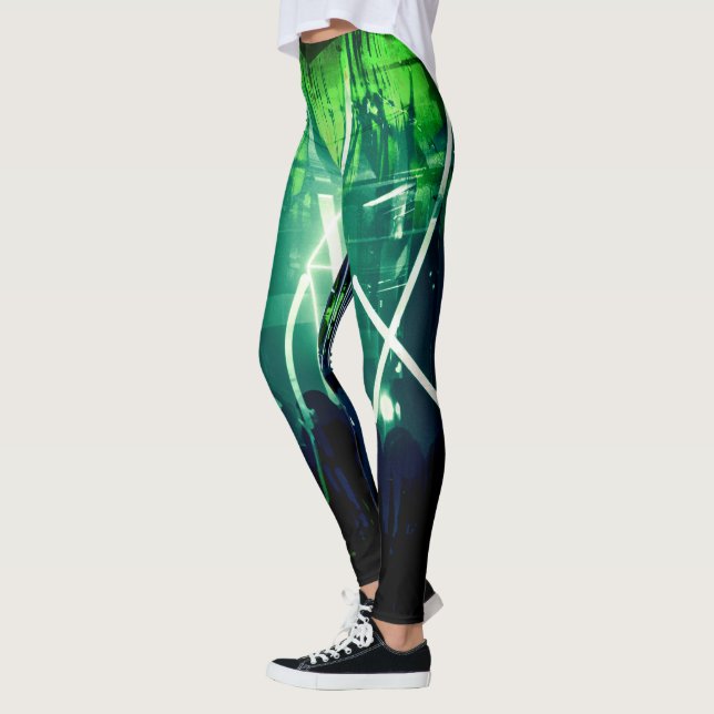 Alistra Cyber Punk Neon Rave Synth Green Leggings (Left)