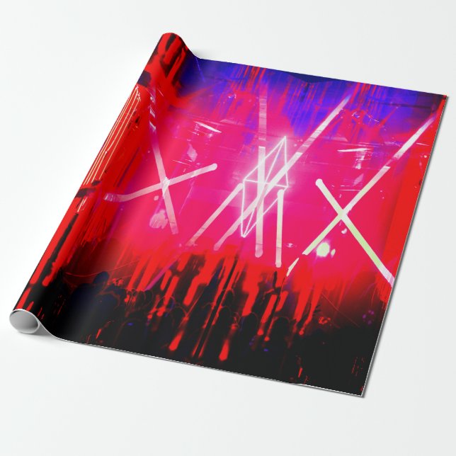 Alistra Electronic Cyber Punk Neon Rave Wrapping Paper (Unrolled)