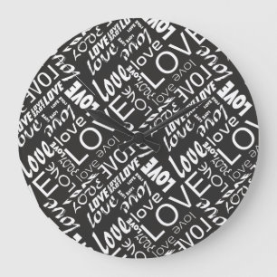 Alive Black and White Gallery Love Words Art Large Clock