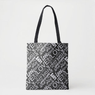 Alive Black and White Gallery Love Words Art Tote Bag