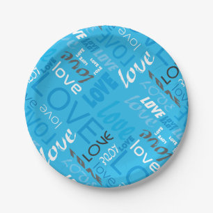 Alive Cyan Gallery Love Words Art Paper Plate