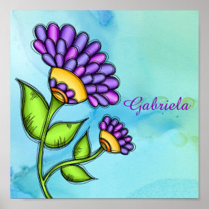 Alive Doodle Flower Poster