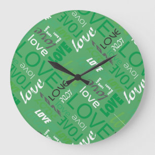 Alive Green Gallery Love Words Art Large Clock
