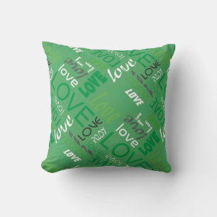 Alive Green Gallery Love Words Art Throw Pillow
