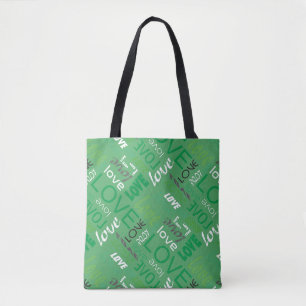 Alive Green Gallery Love Words Art Tote Bag