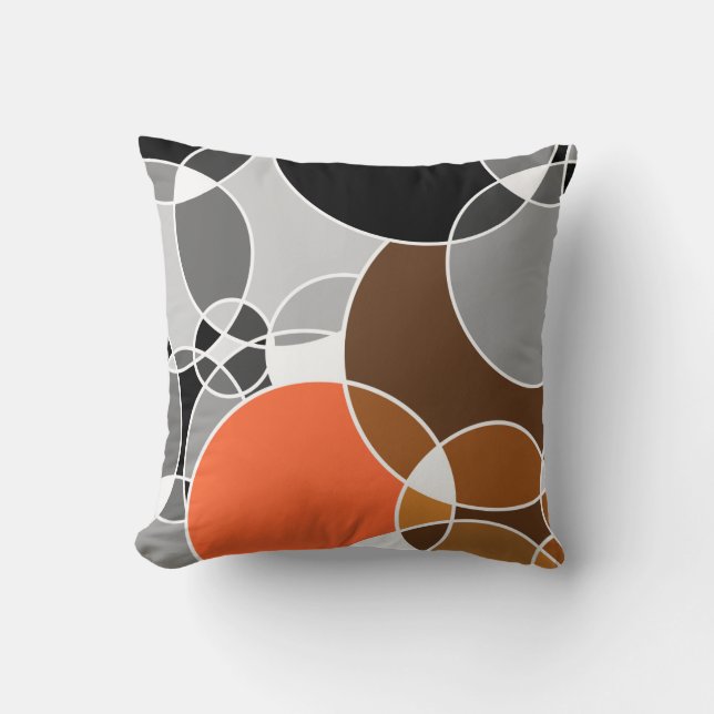 Alive Grey Geometric Overlapped Circles Throw Pillow (Front)
