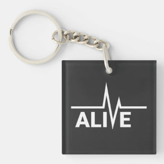Alive Heartbeat Text Design Keychain