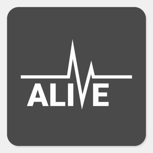 Alive Heartbeat Text Design Square Sticker (Front)