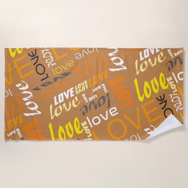 Alive Orange Gallery Love Words Art Beach Towel (Front)
