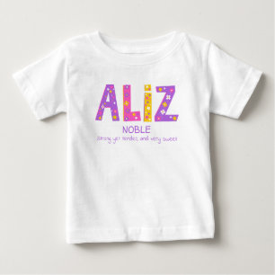Aliz girls name meaning pink purple flower star baby T-Shirt