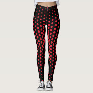 Alizarin Crimson Techno Dot Pattern Leggings