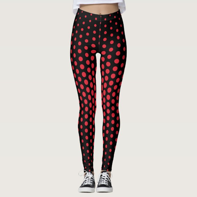 Alizarin Crimson Techno Dot Pattern Leggings (Front)