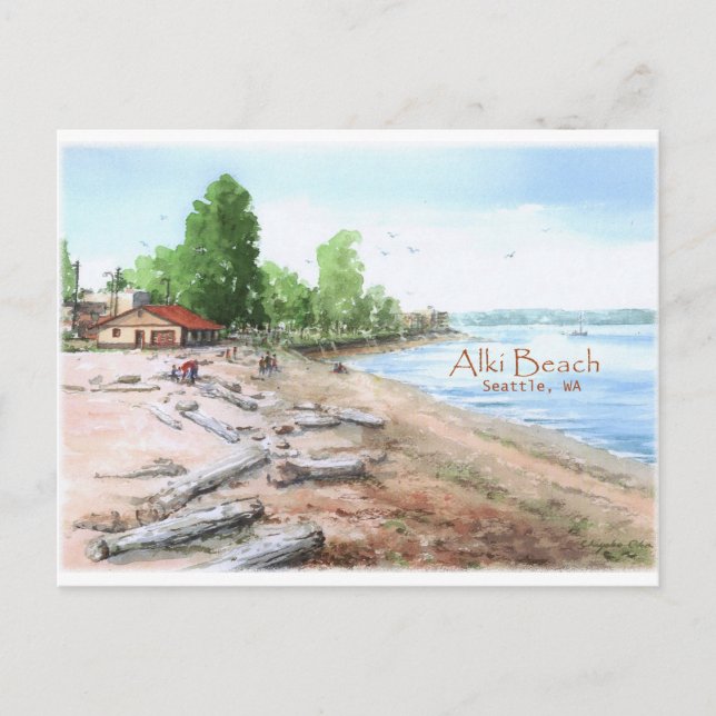 Alki Beach Bathhouse Postcard (Front)