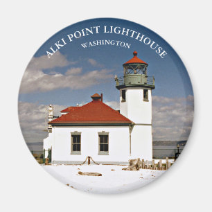 Alki Point Lighthouse, Washington Round Magnet