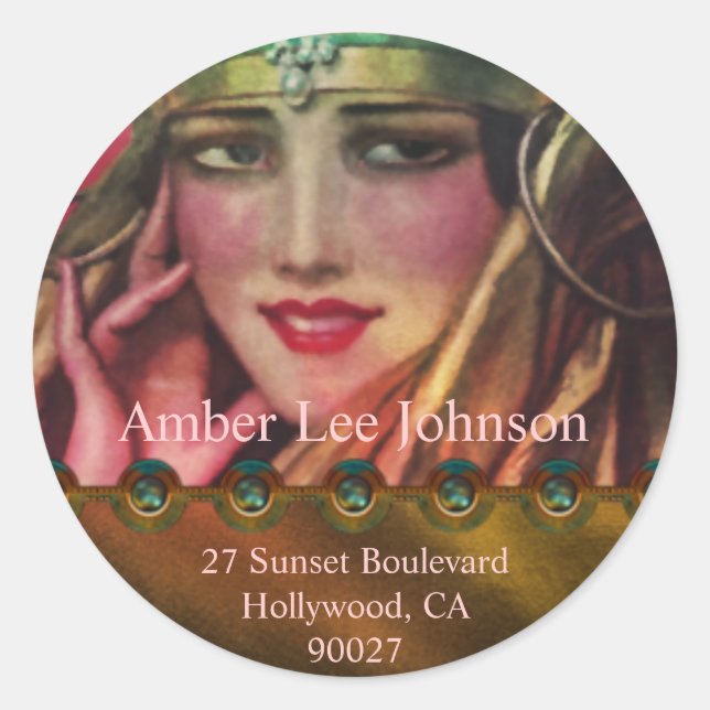 Alkmaar Kashmir in Gold & Pink Classic Round Sticker (Front)