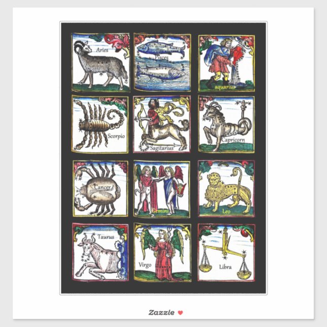 all 12 Zodiac Signs Birthday astrology symbols (Sheet)