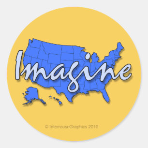 All 50 States Blue Stickers