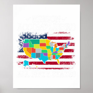 All 50 States Mission Accomplished Visit All 50 Us Poster