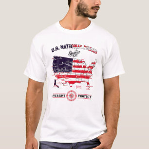All 63 National Parks Map - Vintage American Hikin T-Shirt