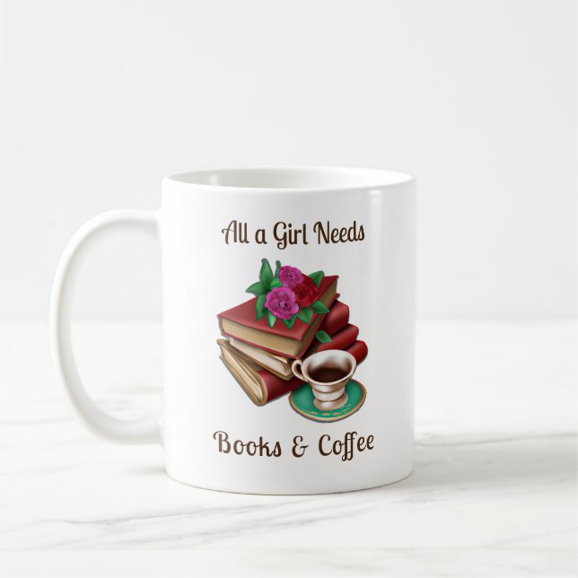 All a Girl Needs | Books and Coffee Mug (Left)