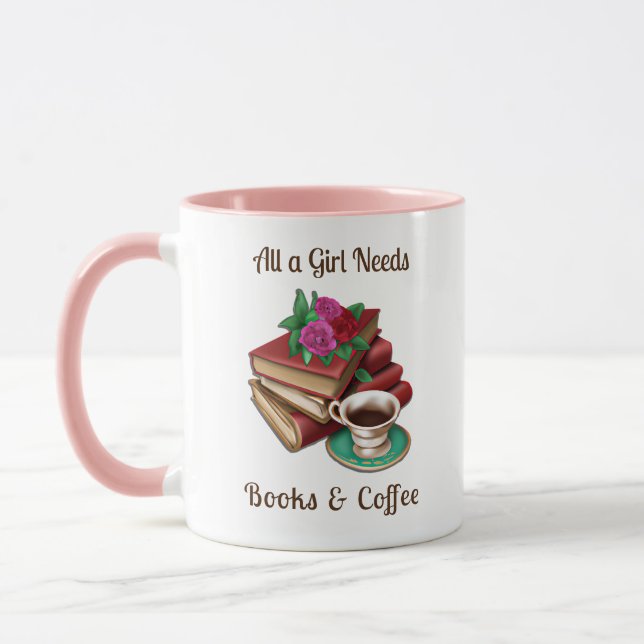 All a Girl Needs | Books and Coffee Mug (Left)