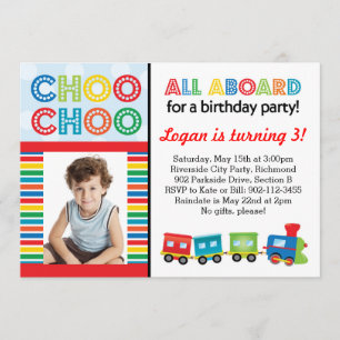 All Aboard Choo Choo Train Invitation
