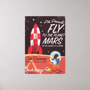 All Aboard! Fly to Mars vintage poster Canvas Print