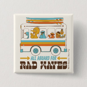 All Aboard for Rad Waves 2 Inch Square Button