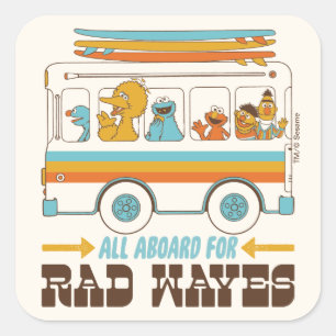All Aboard for Rad Waves Square Sticker