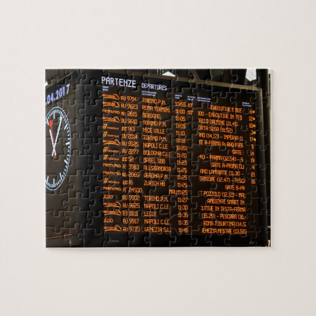 All Aboard - Italy Train Schedule - 8x10 inch Jigsaw Puzzle (Horizontal)