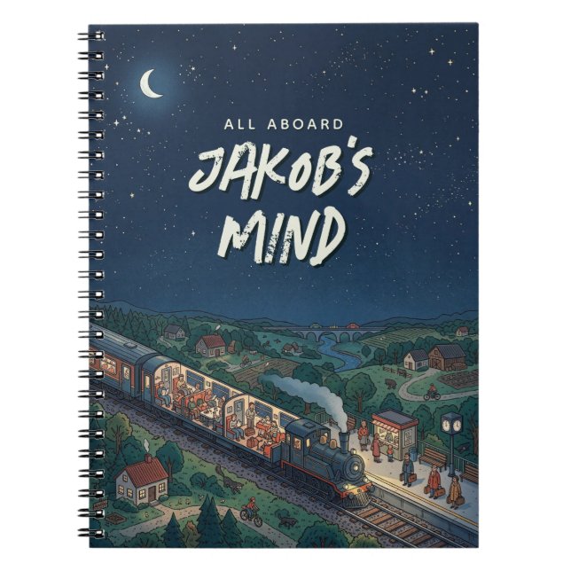 All Aboard Night Train Personalized Thought  Notebook (Front)